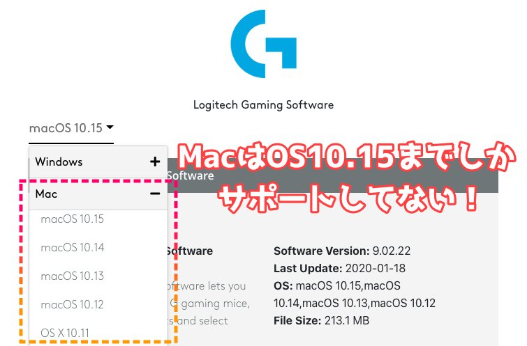 Logitech Gaming SoftwareのMac版