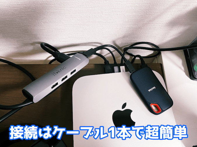 ポータブルSSDとMac mini
